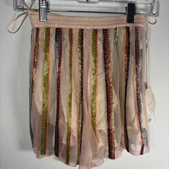 NWT Forte Forte Womens Beaded Sheer-Layered‎ Shorts Multicolor Size 00 - Picture 1 of 5